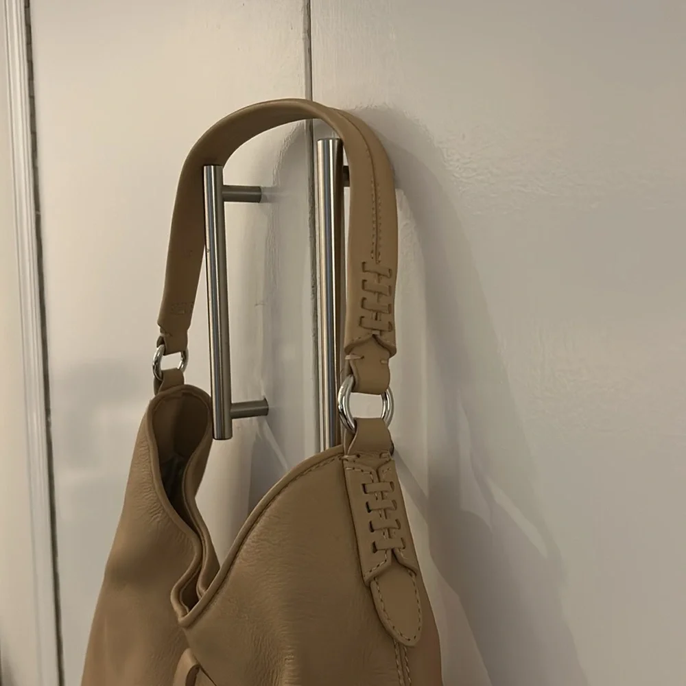 Lauren Ralph Lauren Tan Leather Hobo Bag with Tassel